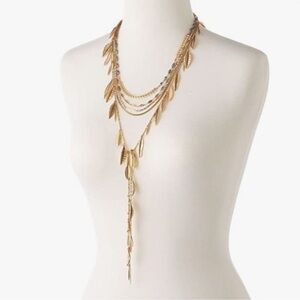 Stella and Dot Garland Fringe Gold Leaf Necklace